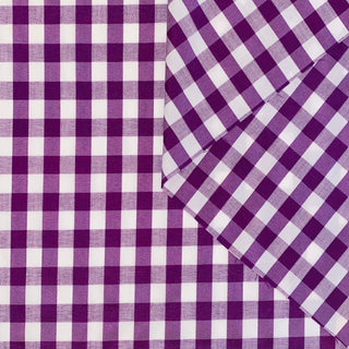 Buy purple-white-check GINGHAM CHECK (1&quot; X 1 3/8&quot;) COTTON MUSLIN
